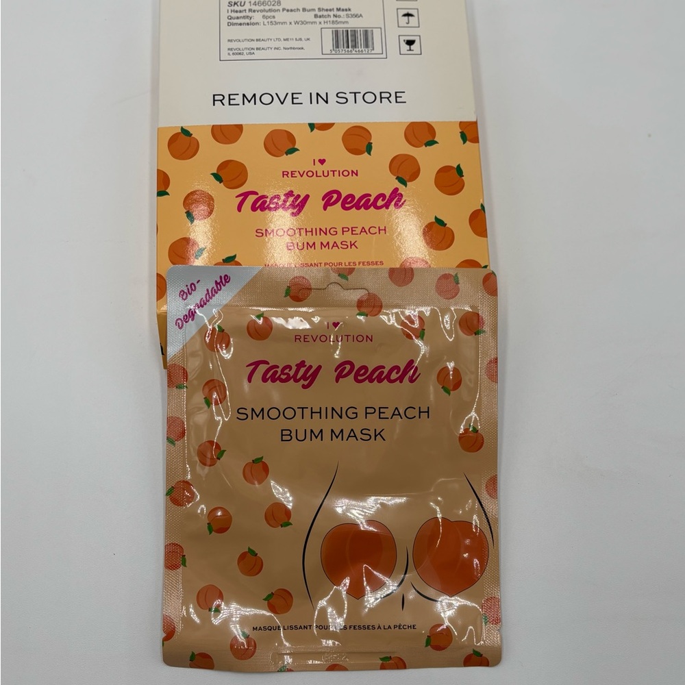 Heart Revolution Tasty Peach Smoothing Bum Mask 6-Pack Sheet Masks New